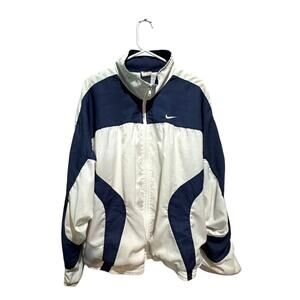 Nike Vintage 90s Embroidered Swoosh Windbreaker Jacket Sz L Full Zip Blue White